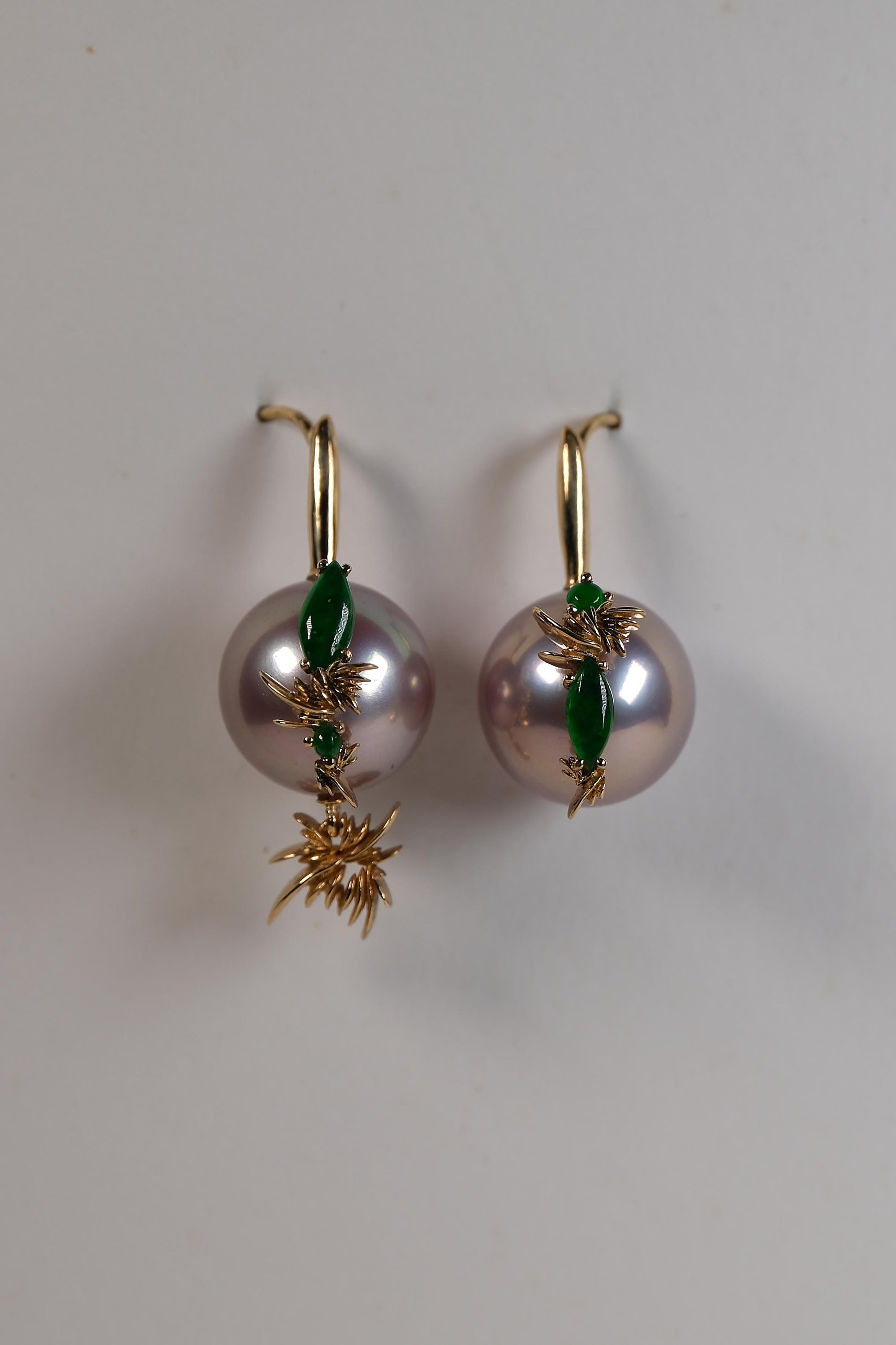 Lavender Pearl And Jade Earrings