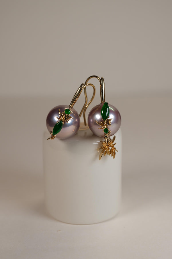 Lavender Pearl And Jade Earrings