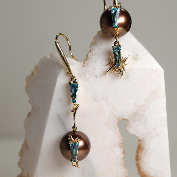 Chocolate Pearl And Apatite Earrings