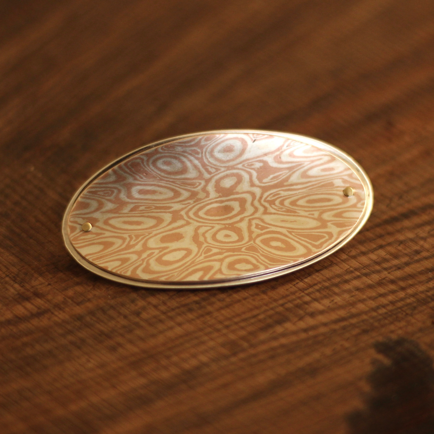 Mokume Gane Oval Brooch