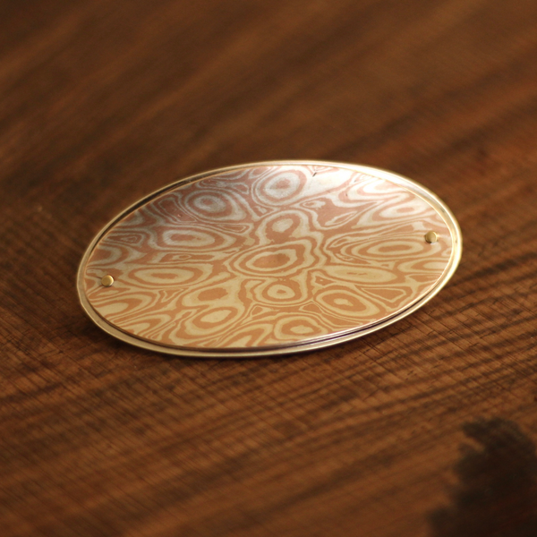 Mokume Gane Oval Brooch